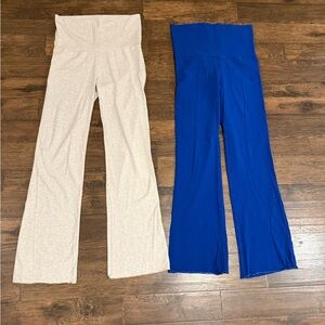 SKIMS Blue and Cream Cotton Jersey Lounge Pants